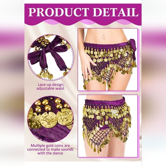 Bellydance Coin Belts - one Color Left- BLUE - Picture 3 of 7